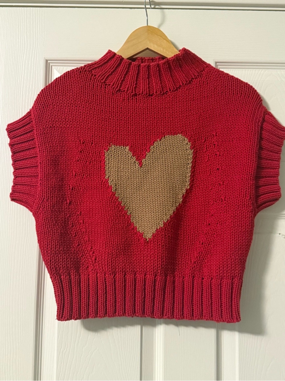 Maeve Anthropologie Red Knit Heart Sweater Vest XS